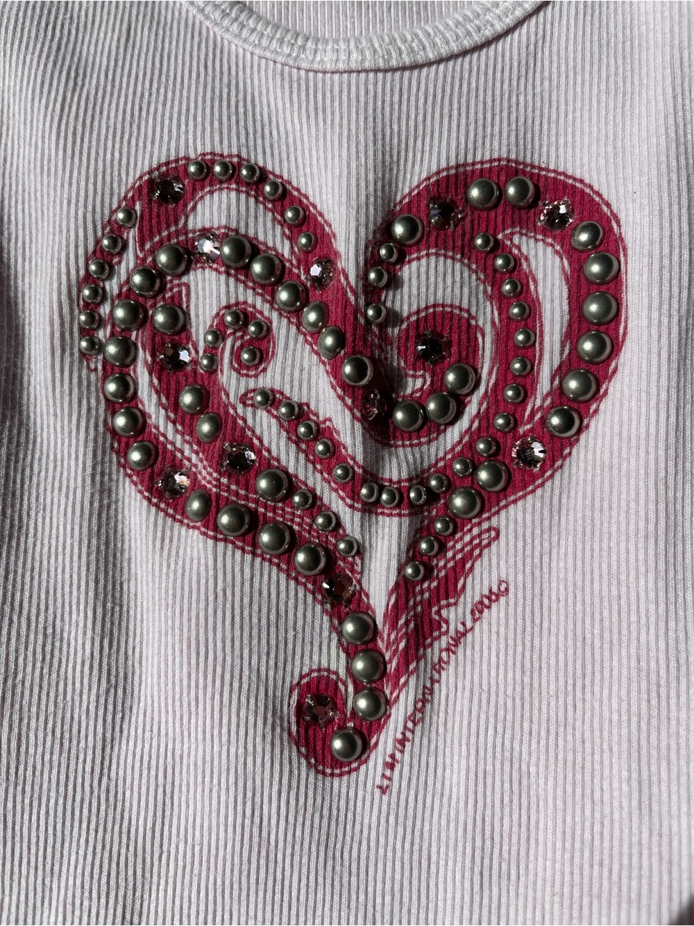 ⭐️RARE Y2K⭐️ Bejeweled by Susan Fixel Pink Heart Tank - Picture 3 of 5
